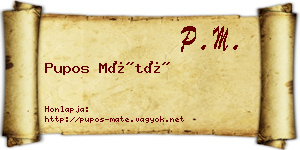 Pupos Máté névjegykártya